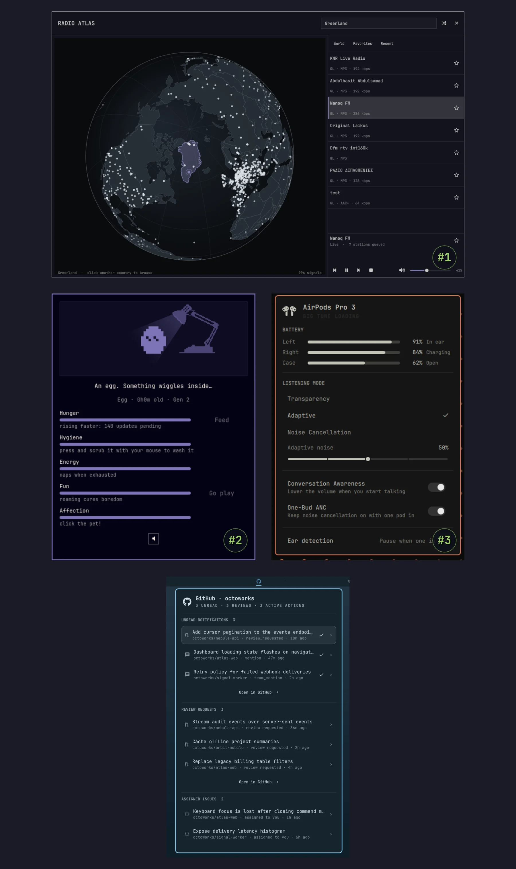 Radio Atlas, Omagotchi, AirPods y GitHub